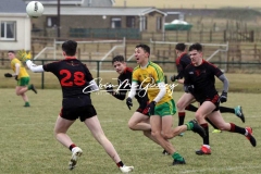 Donegal and Tyrone in action at Magheragallon on Saturday.