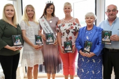 Deirdre Wilson, Sarah Mulholland, 1994 winner, Caroline O'Donnell, 2018 Mary from Dungloe, Maire Mc Cole, Mary Ward and Kevin Bonner at the launch of the Marys itinerary brochure in the Waterfront Hotel on Tuesday evening. (Photo by Eoin Mc Garvey)