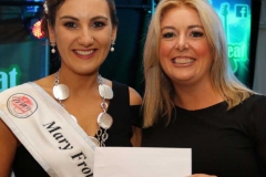 Mary Horkan from Gallagher's Bakery presenting the 2019 Mary from Dungloe Roisin Maher with a cheque for 1,000 euro. (Pictures by Eoin Mc Garvey)