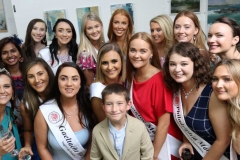 The fourteen contestants in the 2019 Mary from Dungloe Festival with 2018 winner Caroline O'Donnell and last year little eascort Harry Carney. (Photo by Eoin Mc Garvey)